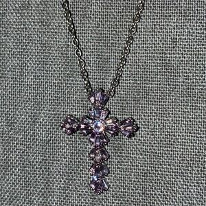 Elegant Purple Cross Necklace